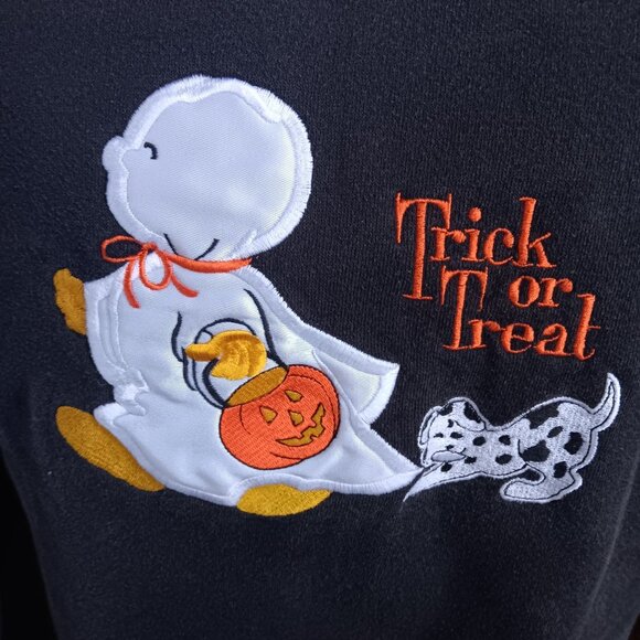 Vintage Medium Sweatshirt Halloween Trick Or Treat Ghost 1990's Granny Core - Picture 3 of 4